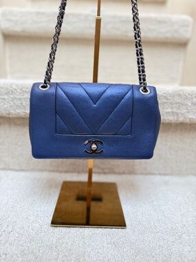 Chanel Quilted Mademoiselle Flap in Metallic Royal Blue
